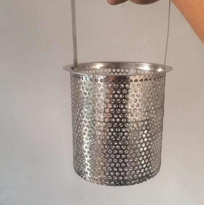 Cylindrical Perforated Metal Drainage Basket With Lid For <b>Garden</b> Waste Filtration - Product Image 2