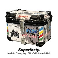 Coffre de moto en aluminium étanche personnalisé, durable, verrouillable, pour le tourisme en extérieur, 55L, anti-poussière, léger, universel
