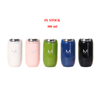 Mug à café en acier inoxydable de 360 ml, ovale, en forme d'œuf d'oie, avec couvercle rabattable, possibilité de personnaliser le logo, pour la consommation quotidienne de café au bureau