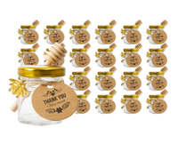 Grosir stoples kaca Jam 25 ml - 50 ml stoples madu heksagonal penyimpanan makanan dan wadah stoples madu dengan tutup