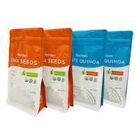 Sachet d'emballage personnalisé pour snacks avec logo, 500g, refermable, imprimé, résistant à l'humidité, pour graines de chia bio