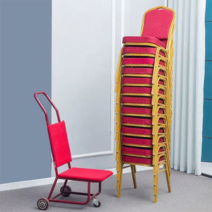 เก้าอี้รับประทานอาหารสำหรับโรงแรมห้องจัดเลี้ยงสีแดงเก้าอี้รับประทานอาหารโลหะซ้อนได้ทันสมัยหรูหราสีดำเลานจ์สำหรับงานเลี้ยงงานแต่งงาน - Product Image 2