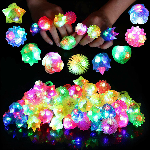 Light up Flashing Jelly LED Bumpy Plastic Rubber Rings Multicolor Party Favors for Birthday Halloween