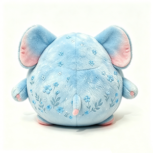 Customized Round blue elephant plush toy, floral embroidered elephant stuffed animal, <b>squishy</b> elephant soft pillow - Product Image 2
