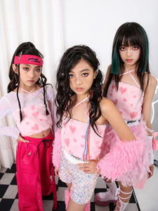 Trajes de Danza Jazz para Niñas Estilo Hip Hop, Color Rosa Moderno con Lentejuelas, Conjuntos de Poliéster en Existencia - Product Image 3