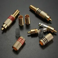 4 Piezas (2 Pares) de Conectores RCA Macho Dorados para Soldar, Adaptador de Cable de Audio y Video, NUEVO para Altavoces de Audio