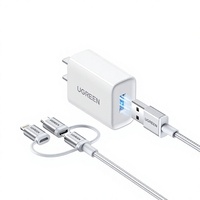 Cable de Datos UGREEN 3 en 1, Certificado US186 mfi, Cable de Carga Multifuncional de Carga Rápida para iPhone Series y Android