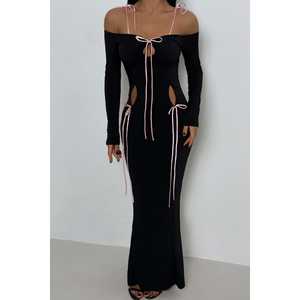 Robe de soirée longue noire à nouer - Product Image 4