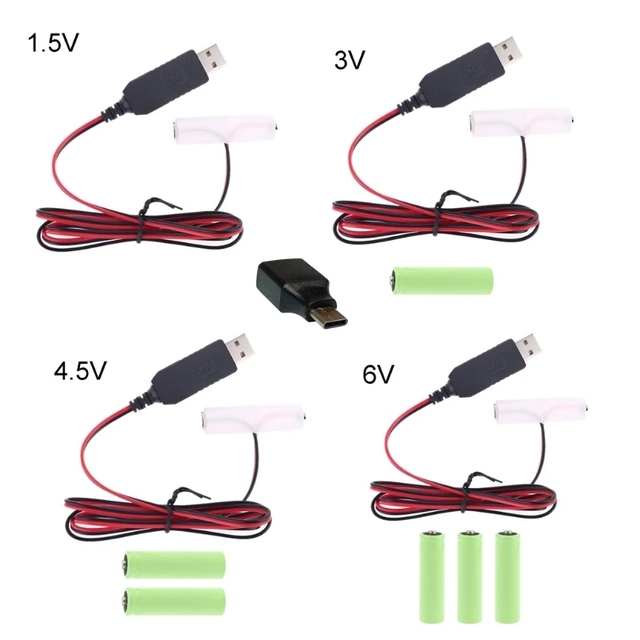 LR6 AA Battery Eliminator USB Type C Power Supply Cable for Christmas LED Light