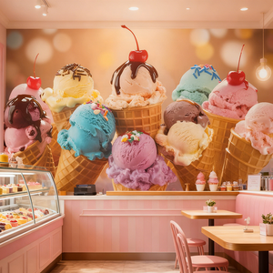 Moderno Mural <span class=keywords><strong>de</strong></span> Pared 3D con <span class=keywords><strong>Diseño</strong></span> <span class=keywords><strong>de</strong></span> Helados, Mural Fotográfico <span class=keywords><strong>de</strong></span> Helados Coloridos <span class=keywords><strong>de</strong></span> Verano - Product Image 1