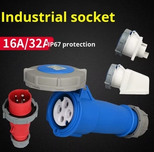 Tùy chỉnh công nghiệp cắm phụ kiện hàng không ổ cắm chống thấm nước chống bụi cửa hàng 32A Đánh giá hiện tại ổ cắm điện - Product Image 2