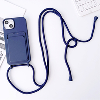 Dompet Crossbody Lanyard Case untuk iPhone 16 15 13 Pro Max 11 12 X XS Max 14 Plus Slot Kartu Silikon Lembut Tali Leher Penutup