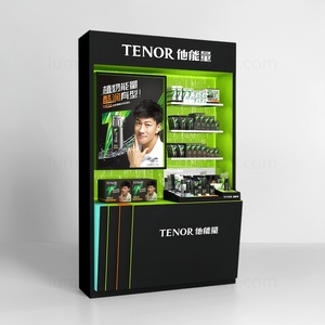 OEM Wooden Display Cabinet with LED Lights Floor Showcase for Cosmetics Men Skincare <b>Counter</b> Display Stand - Product Image 1