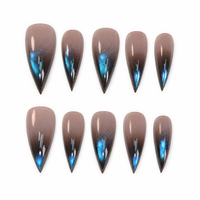 LZ1 Kaixin Faux ongles à presser personnalisés bleu sarcelle motif griffe de dragon, Fournitures pour ongles effet œil de chat magnétique bleu sarcelle