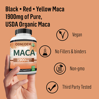 Maca Plus Capsules Men Power Supplément de racine de Maca Capsules de racine de Maca noire pour hommes femmes Courbes de fesses