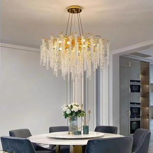 Lampe en cristal de luxe, luminaire suspendu LED personnalisé pour plafond haut, lustre pour salon - Product Image 3