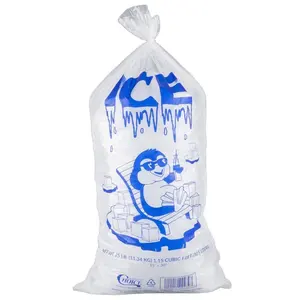 Ice bags 3 kilo sealable custom logo print disposable clear plastic party ice bags