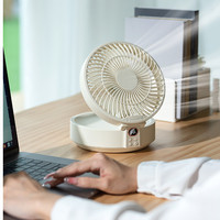 Ventilateur de table portable pliable sans fil à LED, compatible voiture, avec moteur sans balais rechargeable par USB et télécommande, pour bureau ou montage mural