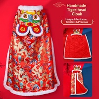 Cape pour enfant moderne à tête de tigre, brodée, en fourrure de lapin, épaisse, chaude, en polyester adouci, couleur personnalisable, ensemble cadeau