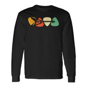 T-shirt a maniche lunghe per chitarristi e musicisti con plettri per chitarra elettrica retrò - Product Image 1