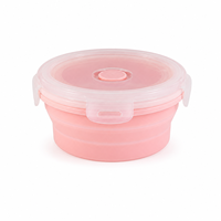 Boîte à lunch en silicone pliable ronde moyenne, compatible micro-ondes, avec couvercle verrouillable, pour la préparation des repas et les voyages (vente en gros)
