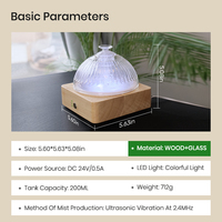 Diffuseur d'arômes en verre de luxe pour la maison, 200 ml, diffuseur de brume aromatique silencieux avec lumière LED pour la chambre, diffuseur de parfum pour boîte cadeau, vente en gros