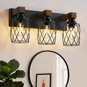 Lámpara de pared industrial de hierro, jaula de metal negro, bombilla E27, iluminación montada en la pared para dormitorio, sala de estar - Product Image 1