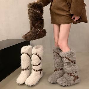 <span class=keywords><strong>Botas</strong></span> de Mujer de Felpa Nuevas para Otoño Invierno 2025, <span class=keywords><strong>Botas</strong></span> Cálidas de Media Pantorrilla con Forro de Gamuza, Estilo Coreano, <span class=keywords><strong>Botas</strong></span> de Nieve para Viajar 2025 - Product Image 3