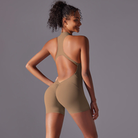 Combinaison-short une pièce zippée sans manches pour le sport et le fitness, coupe athlétique amincissante