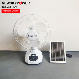 Ventilateur de table solaire rechargeable USB de 12 pouces avec ampoule LED pour la maison T98, vente chaude, 12W, vente en gros - Product Image 1