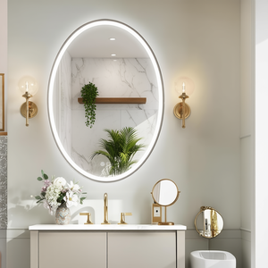 Miroir de salle de bain 50 x 70 cm, elliptique, éclairé par LED, anti-buée, miroir mural intelligent pour salle de bain - Product Image 3