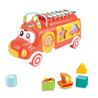 HUANGER Early Learning Baby Toys Musical Educational Piano Keyboards Instruments Bus Shape Toys With Blocks Hand Knock Piano
