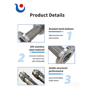 Manguera trenzada de <span class=keywords><strong>metal</strong></span> con brida de acero inoxidable, diferentes longitudes personalizadas, para uso industrial a alta temperatura y alta presión - Product Image 2