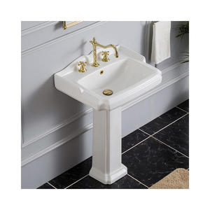 Lavabo de Pedestal de Cerámica Estilo Victoriano, con Soporte para Grifo de un Solo Orificio, Montado en el Suelo, Diseño Antiguo - Product Image 2