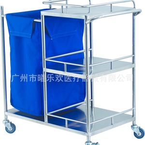 Carrito de lavandería de acero inoxidable Qilu CrRC con bolsa azul para limpieza de hospitales, almacenamiento y transferencia de residuos - Product Image 2