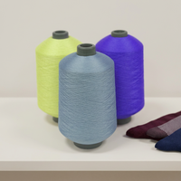 Fil 100% polyester haute élasticité, écologique, 150D 75D/2 DTY, haute ténacité, teint, antibactérien, pour le tricot de chaussettes