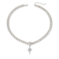 Collier chaîne cubaine streetwear avec pendentif étoile, bijoux unisexe en alliage de zinc pour rappeur hip-hop, cadeau