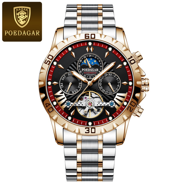 Luxury Brand Poedagar 1410 Mens Waterproof Skeleton Wristwatch New Arrival Mens Automatic Mechanical Watch