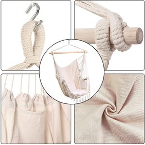 Woqi võng ghế treo sợi dây thừng đu, lớn macrame treo ghế với túi, bông - Product Image 6