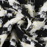 Usine de gros tissé Polyester coton fil d'or mélange pied-de-poule Tweed tissu pour robe