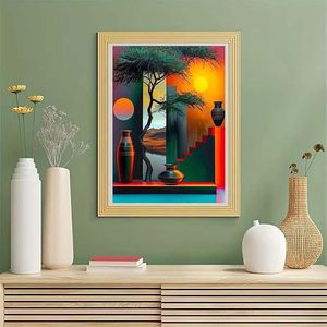 <span class=keywords><strong>Peinture</strong></span> <span class=keywords><strong>par</strong></span> numéros Songwoo : Paysage géométrique au coucher du soleil avec arbre et vases, art <span class=keywords><strong>abstrait</strong></span> moderne, savane africaine - Product Image 3