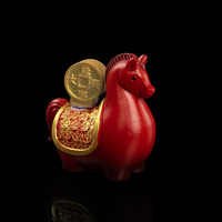 Statue de cheval dorée artistique de luxe personnalisée, Feng Shui, en résine artisanale, rotative, apporte de l'énergie positive pour la maison et le bureau