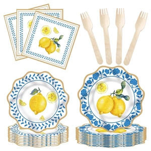 DAMAI Lemon Party - Decoración de Fiesta de Verano con Limones Amarillos, Juego de Vajilla para Fiesta de Cumpleaños, Platos de Papel con Temática de Limón, Servilletas - Product Image 1
