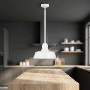 Suspension suspendue ronde en métal en laiton AK en poudre blanche finie pour décor de café/décor de salon - Product Image 1
