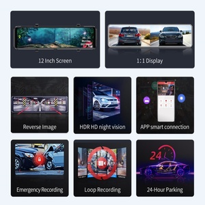 12 inch 4K + 1080P Ống kính kép Gương Chiếu Hậu Xe DVR Video Recorder đảo ngược Dash máy ảnh Dash <span class=keywords><strong>Cam</strong></span> phía trước và phía sau 4K với GPS Wifi - Product Image 2