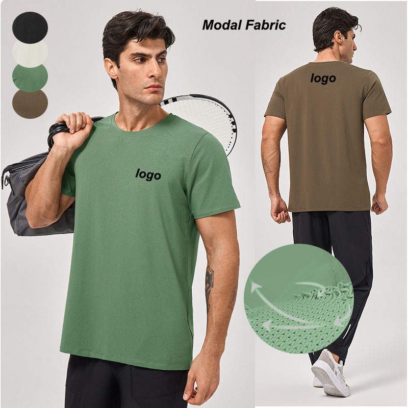 Wholesale Men's Loose Fit Sport Short Sleeve T Shirt Modal Breathable Sweatshirt Top Yoga Gym Outdoor Running Activewear