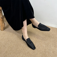 Nouvelles Mules en Crin de Cheval, Tendance Chinoise, Chaussures Plates à Bout Carré et Semelle Souple Effet Encre Éclaboussée pour Femmes