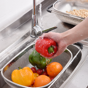 Passoire de cuisine pliable en acier inoxydable de haute qualité, maille fine, design écologique pour le lavage des légumes et des fruits - Product Image 2