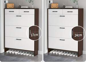 Meuble de rangement à chaussures moderne et personnalisé pour salon d'appartement, 4 étagères, pliable, avec couvercle rabattable anti-poussière, mobilier de maison - Product Image 5