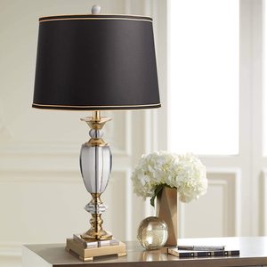 Factory Outlet Tùy Chỉnh Thanh Lịch Đen Trống Lampshades TC Vải Với Đen Và Vàng Trim Đèn Shades Cho Đèn Bàn Phòng Khách - Product Image 6